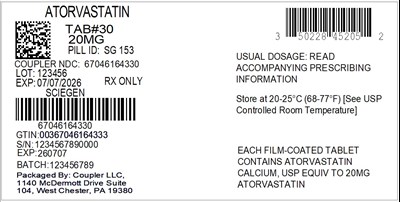 Label (50228 452 05 Atorvastatin 20mg 67046 1643 30)